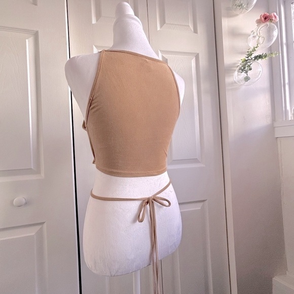 Nordstrom Tan Halter Crop Top - Picture 2 of 3